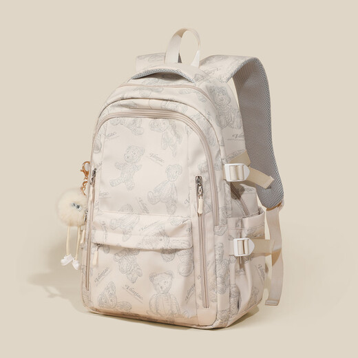 viney fashionable 1-6th grade schoolbag large capacity junior high school and high school college students backpack for women simple lightweight backpack beige + cute pendant high-value outdoor commuter travel bag computer bag