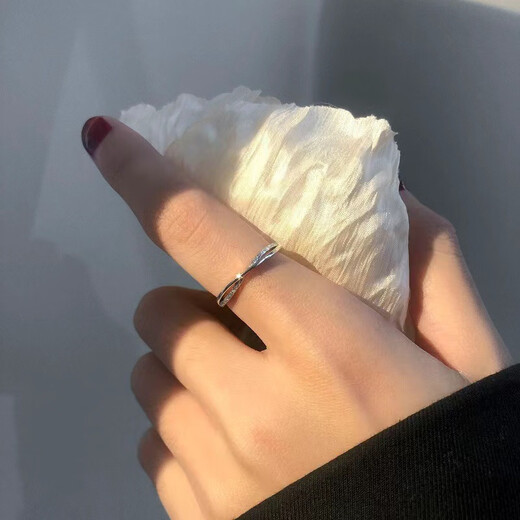 Hazel Orange 925 Silver Cross Ring Women's Simple Light Luxury Ring Niche Cold Style Open Ring Fashion Zircon Index Finger Ring s925 Silver Cross Zirconia Open Ring R05