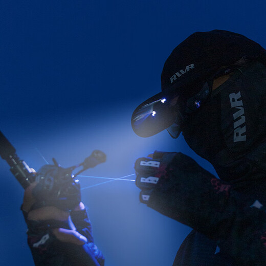 RVVR professional lure light cap RC9724 with built-in lighting for night fishing, extra long battery life, 3-color lighting, comfortable fishing cap, black, one size fits all