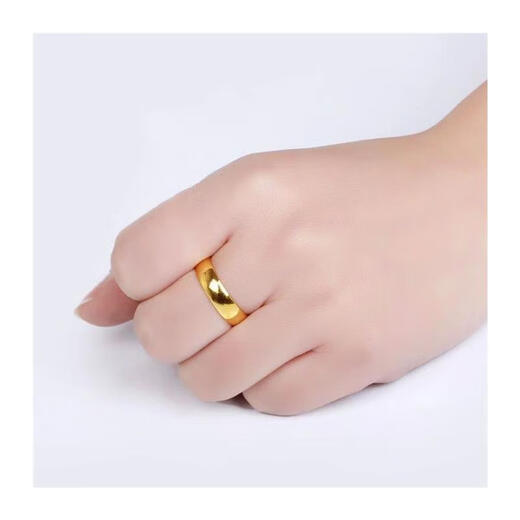 KZD Old Phoenix Solid Color Ring Glossy Ring for Men and Women Classic Open Couple Ring Gift 6.36g 9 Pieces Left Slow Hands 24 Gold 999 Smooth Open Ring