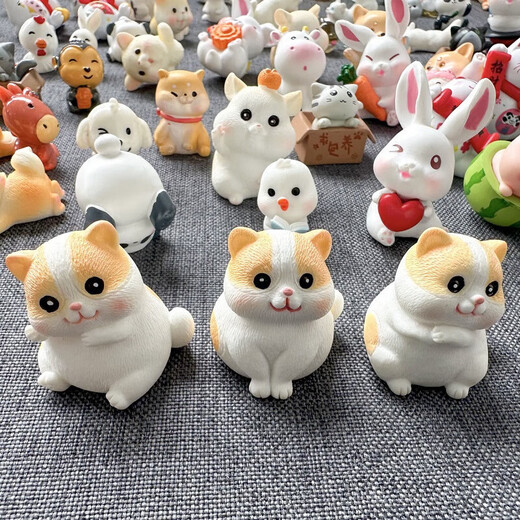 He Jiangong mini animal mini blind bag simulation small toy cartoon rabbit kitten children's resin desktop small ornaments animal blind bag (random 20 packs)