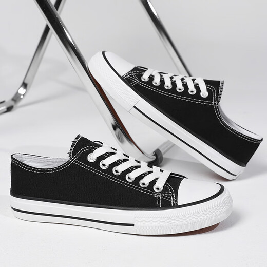 Captain italien Chaussures décontractées pour hommes et femmes chaussures de toile star classiques basses de cartes de sport top basse A21203 Modèle noir noir 42