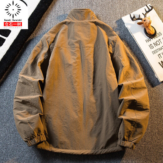 Kuraishi Kazuki thickened fleece reversible jacket men's autumn and winter warm thickened polar fleece casual stand collar jacket camel reversible 2XL recommended 146-160Jin Jin equals 0.5 kg