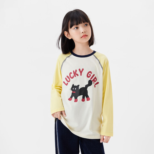 Zuoxi children's clothing girls' T-shirt long-sleeved pure cotton children's autumn clothing 2026 new spring and autumn big children's super good-looking bottoming shirt black 100% cotton skin-friendly and breathable 160 cm