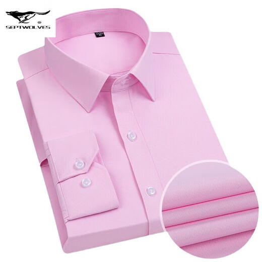 Sieben Wölfe mittlere und junge neue Herren-Baumwollhemd 2024 Four Seasons Universal Atmungsfreie Respel Business Pocket Multi-Color Working Long Sleeve 6636 38