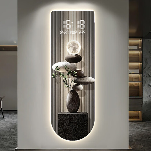 Clock drawing stone to operate the entrance clock drawing living room high-level wall light corridor corridor luminous electronic wall clock 2025 new model DQ6190 [luminous electronic clock model] 47-inch 40*120cm lightless digital display screen plug-in