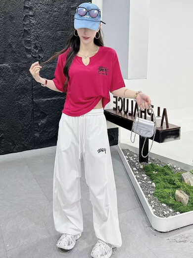NRDCZ Top avec pantalon de travail pour femmes 2025 Nouveau Trew Dance Sports Costume à manches courtes T-shirt Square Dance Uniforme 3878 Black Pantal