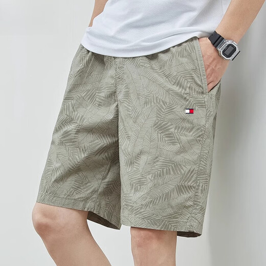 IQVQ light luxury high-end official brand casual shorts men's summer new ice silk pants sports loose five-point pants, cyan-9215 L (recommended 135 Jin [Jin equals 0.5 kg] or less)