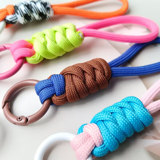 Color-blocked knotted mobile phone lanyard creative short lanyard keychain lanyard ring detachable anti-lost lanyard yellow and green small pattern
