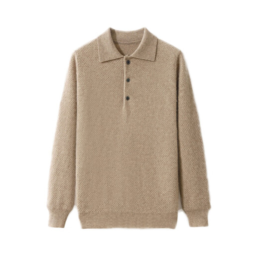 
Ordos City produces 2025 autumn and winter new pure cashmere sweater men's sweater knitted base shirt POLO collar pullover flagship 1980 water green S