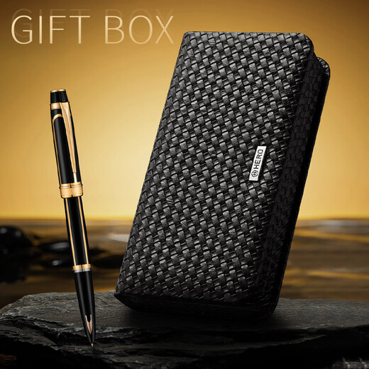 英雄（HERO）高端轻奢14K钢笔 签字笔商务送礼书法练习生日礼物 辉煌100/黑色金夹