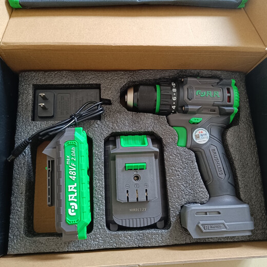 Fanfan D1048 Electric Drill sans brosse sans balayage en acier à double vitesse à double vitesse sans balais de batterie au lithium Drill 50N Electric Drill 48VF Fanfan Electric Drill Fan D1048E Electric Drill 48VF double électrique One Charge Standard
