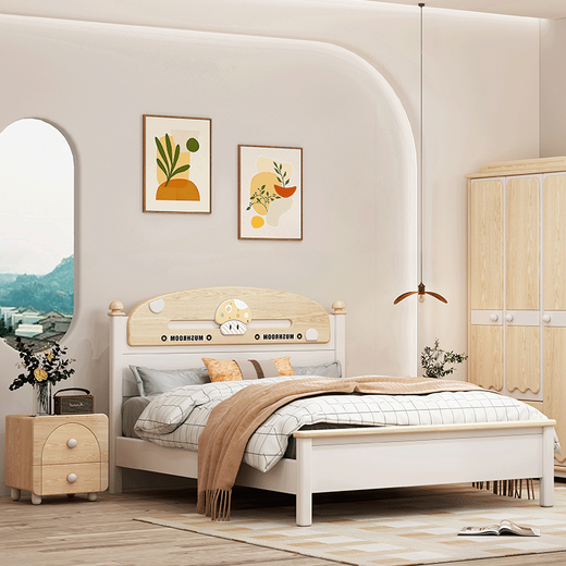 Wooden MJXHX6109 solid wood simple children's single bed 2132*1429*1115