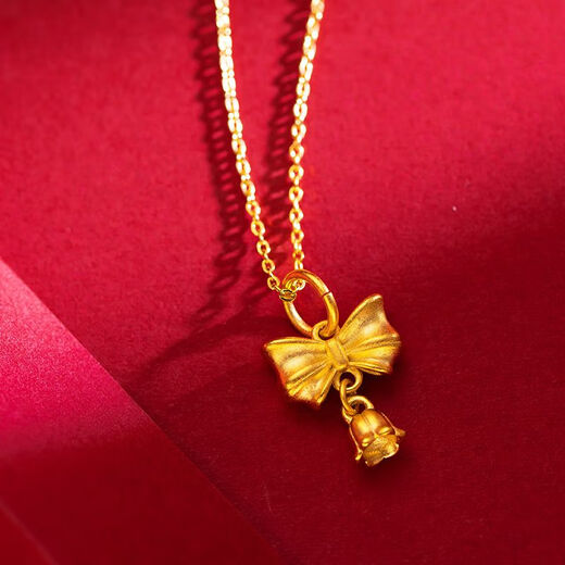 MHFDO old phoenix quality Vietnamese sand gold necklace women's 999 pure gold 18K gold-plated bow flower pendant clavicle heart-to-heart O-word necklace
