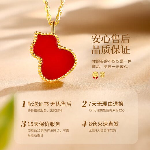 China Gold Fulu Gourd 18K Gold Necklace Women 2025 New Agate Pendant Birthday Gift for Girlfriend Wedding Anniversary 18K Gourd Red Agate Pendant Free Yellow Silver Chain