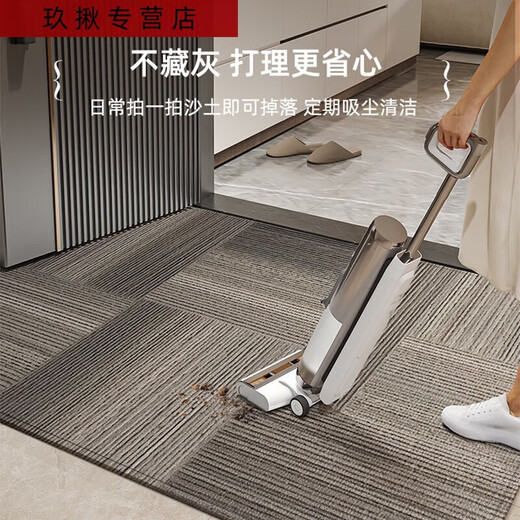 三栖虎入户门地垫法尔曼绒感进门门口脚垫防滑耐脏免洗垫子玄关 灰颜-15271 1件数 100CM*120CM