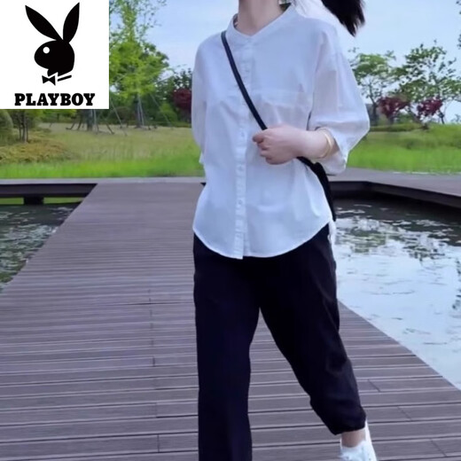 
Playboy (PLAYBOY) Fashion Shirt Wearing Set for Women 2025 Summer New Style Fashionable Slim Short Sleeve Small Casual Pants Two-Piece Set Black Single Pants - Flagship M [Suggested 80-105Jin [Jin equals 0.5 kg]]