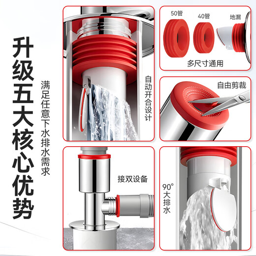 Dezhong washing machine sewer tee, sewer pipe three-in-one floor drain drain joint universal anti-return and anti-odor artifact P156