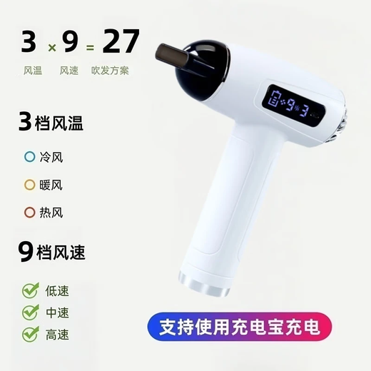 Deshuo Wireless Charging Hair Dryer High Wind Student Dormitory Use Low Power Dormitory Outdoor Swimming Hair Dryer Negative Ions Does Not Hurt Hair Powerful Hot and Cold Hair Dryer for Airplane Home Unplugged Hot and Cold Air Xiaomi White + 9 Wind Speeds + Dormitory Available