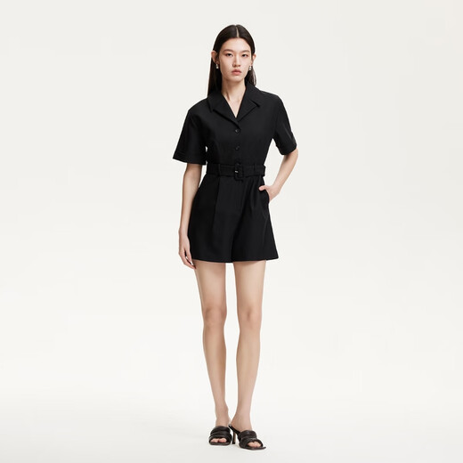 VEROMODA 连体裤女2025春季新款翻领腰带设计双侧假口袋休闲百搭325178001