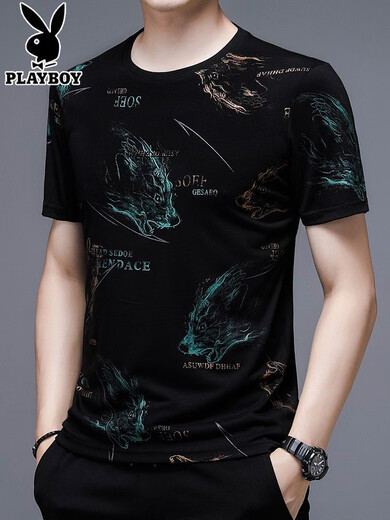 
Playboy Playboy Short-sleeved T-shirt for Men 2025 New Summer Fashion Men's Ice-Sensory Mulberry Silk Cotton T-shirt High-end 13807# Blue Ice-Silk Short-sleeved T-shirt 10XL 165/m100-115Jin[Jin equals 0.5 kg]