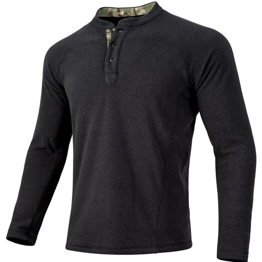 Free Soldier Mingqi Henry Collar Fleece Jacket Autumn and Winter Outdoor Men's Slim Bottoming Shirt Warm Polar Fleece Sweatshirt Black XL