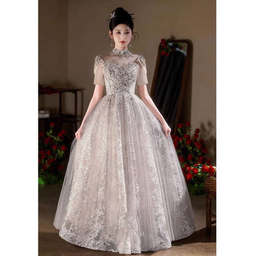 Pierre Cardin High-end Dress for Women 2025 New Light Luxury Niche Student Day Adult Ceremony Art Exam Host Small Style Champagne Gold M