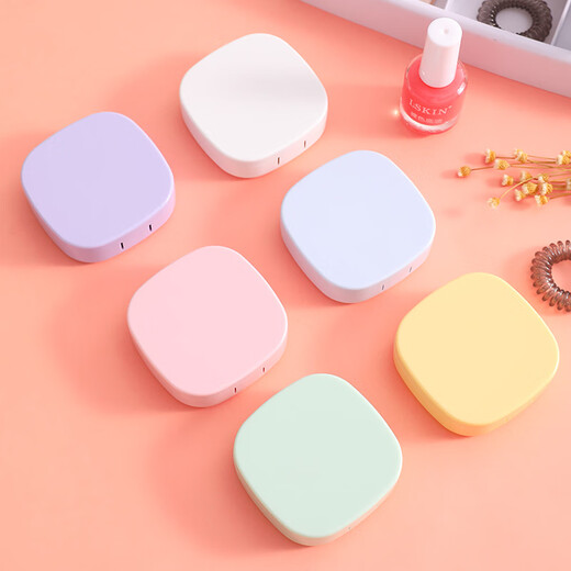 GUYES einfacher Kontaktlinsenbehälter, tragbar und kompakt, mit Spiegel, auslaufsicher, Kontaktlinsenbox im Ins-Stil, Aufbewahrungsdoppel-Begleitbox, zufällig 3 Stück