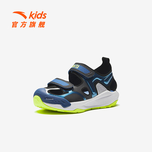 ANTA Children's Sandals Boys Beach Shoes 2025 Summer New Baotou Sports Shoes Student Running Shoes Frame Shoes Black/Bicheng Blue-4 Size 31