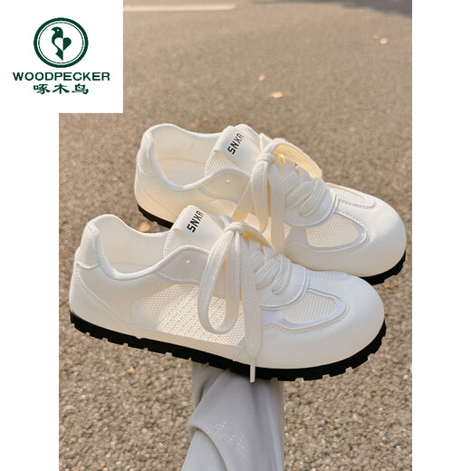 Specht Sommer atmungsaktiv und instabile Frauenschuhe Mesh Schuhe mit Rock weiße Schuhe Vielseitige Ballerina Trainingschuhe flache Schuhe 3527 Beige 36