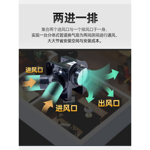 
Pipe fan split exhaust fan one to two exhaust fan hotel bathroom ventilation fan exhaust fan DPT10-11150 air volume takeover 100/free