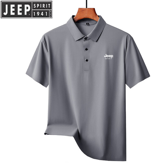 JEEP SPIRIT吉普2025冰丝无痕POLO衫男士夏季薄.款宽松中年爸爸装翻领短袖t恤 6630白色 L 110-120斤