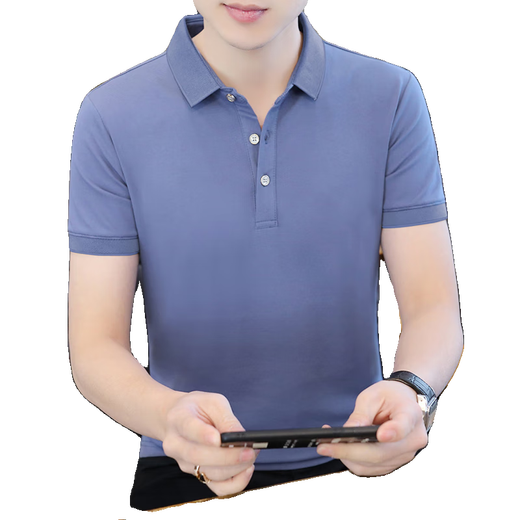 
AEXMERE short-sleeved T-shirt men's summer Polo business casual shirt youth lapel versatile solid color white QY682 comfortable M