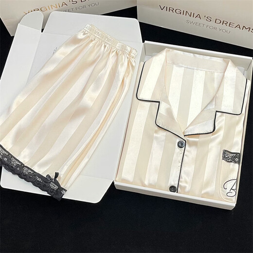 Langsha Sweet Girl Style Frühlings- und Sommer-Spitzen-Strickjagd Shorts Shorts Pyjamas Zweiteilige Heimkleidung LW-9214 M Empfohlen 80-100jin [Jin ist gleich 0,5 kg]