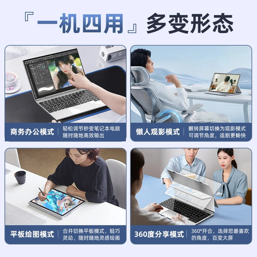 朗特14英寸360°翻转折叠触屏多形态轻薄ai笔记本电脑商务办公游戏 【旗舰AI版/四合一】360°翻转折叠多形态 32G高速内存+2T极速固态