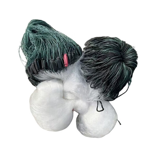 Imported silk fishing net sticky net three-layer sunken net rope wrapped with pendant white silk silk net weighted non-tangled net rope pendant fishing net hanging net 6 meters high 100 meters long 8 fingers 0.25 white silk wrapped pendant three-layer sunken net