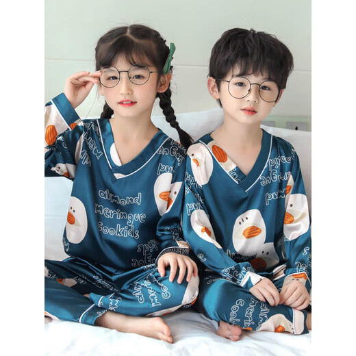 奥特曼儿童睡衣女童春秋季薄款小女孩中大童长袖冰丝空调服家居服套装潮 V领紫库洛米 120 10码高110-120CM重33-40斤