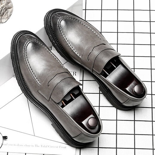 
Ruan Dai (RUANDAI) Doudou shoes men's trendy British style lazy loafers business formal wear breathable casual leather shoes 9715-D black 38