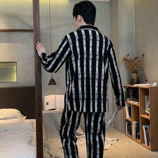 睡衣男士春秋款2024新款德绒长袖男款秋冬季青少年男式家居服套装 BBA男G761 3XL 身高185左右体重170-195斤