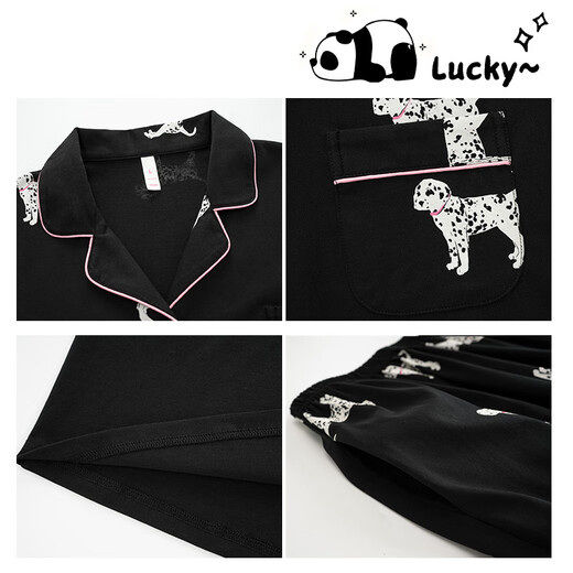 Yalu [Xinjiang algodón] Pajamas de primavera para mujeres 96% de algodón Polka de manga larga Dog 25 años Conjunto de ropa para el hogar New Women's 3E3294 [7a Xinjiang algodón] M: Peso recomendado 80-100 Jin [Jin equivale a 0.5 kg]