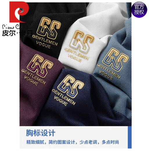 皮尔卡丹（pierre cardin）夏季新款纯棉男士短袖POLO衫刺绣翻领T恤大码百搭半袖男装 6626雾蓝色 M 48【建议100-125斤】
