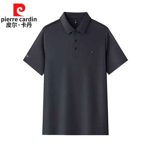 皮尔卡丹高档夏季桑蚕丝短袖T恤男2025新款中年商务翻领真丝垂感POLO衫 15125深兰 M 48【建议100-120斤】