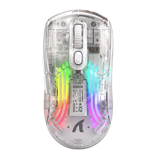 Attack Shark/Attack Shark X2PRO souris sans fil Bluetooth trois modes entièrement transparente bureau maison e-sports souris jeu e-sports grande main csgo poulet mdr contrat intrépide Attack Shark X2PRO blanc transparent avec base de chargement