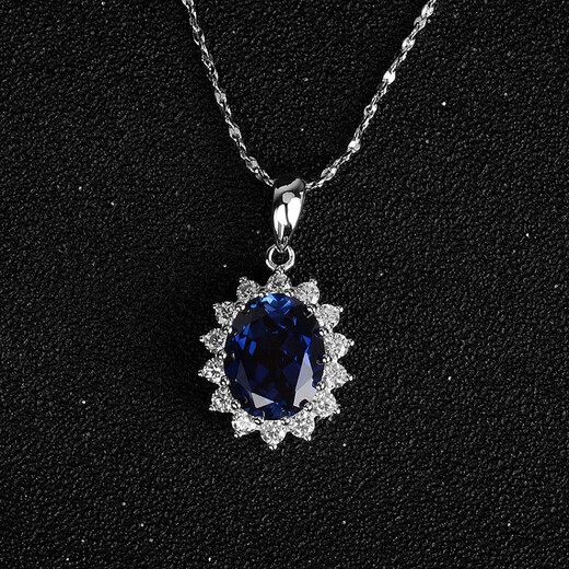 Guran Princess Diana sapphire women's pendant sterling silver platinum-plated colorful gemstone necklace tanzanite color gemstone egg-shaped necklace without chain