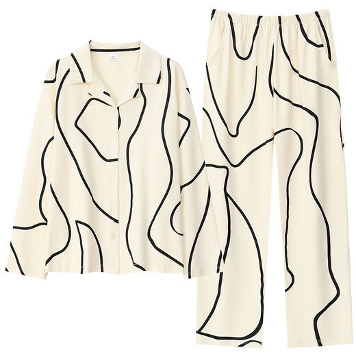 Yalu pajamas for women in spring and autumn pure cotton long sleeve simple casual lapel cardigan autumn pure cotton home clothing set PLD-Y1137 9226 M [recommended 80-100Jin [Jin equals 0.5 kg] wear]