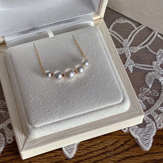 Shengbei 6A almost flawless perfect circle Aurora 5-8mm seawater Akoya smile chain gypsophila clavicle chain sterling silver k gold chain k gold chain seawater akoya pearls