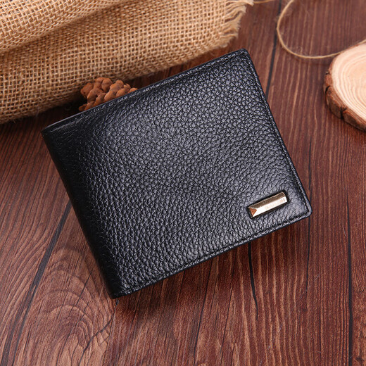 Spot High-End echtes Leder-Litschi-Muster Kurzer Männer Brieftasche plus Surround Casual Top-Schicht Kuhladen horizontaler Männerkaffee