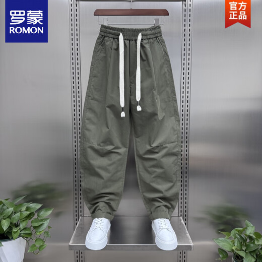 Romon 2025 Sommer dünne losen Kordelzug Casual Hosen für Männer vielseitige Weitbein-Haremhose Amerikanische Freizeithose Paris Gray 3xl 175-190jin [Jin gleich 0,5 kg]