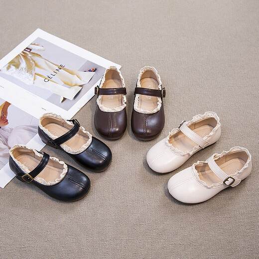 OLOEY Girls Princess Shoes 3-6 Years Old Spring and Autumn Children Mary Jane Shoes with Skirt Non-Slip Soft Sole Fashion Dress Small Leather Shoes Beige 2025 New Style Versatile Western Style Baby Women's Shoes Long-wearing Will Not Tire Your Feet Size 28 Inner Length 17.7cm (Recommended Foot Length + 1 to Choose Inner Length)