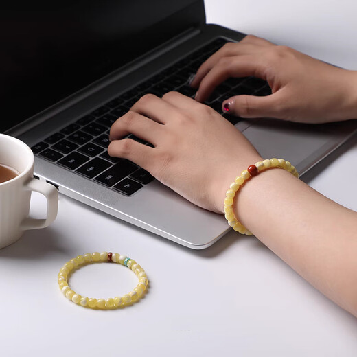 Natural raw mineral, Russian material, white flower beeswax, old-style barrel bead bracelets, Buddhist beads and cultural toys, original fine products for women, fine plain bracelets with a diameter of 7mm